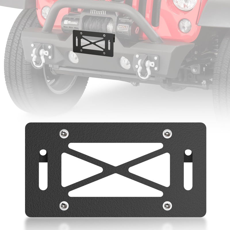 YZONA Flip-Up Universal Winch License Plate Frame Compatible with 10" Hawse Fairlead, Front License Bracket Holder Relocation, Bumper Winch Mount Roller, Fit for Most Off-Road Cars, Pickup Trucks SUVs - Image 1
